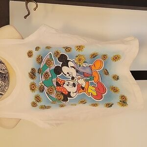Vintage 90s Mickey and Minnie Sunflower Tank Top